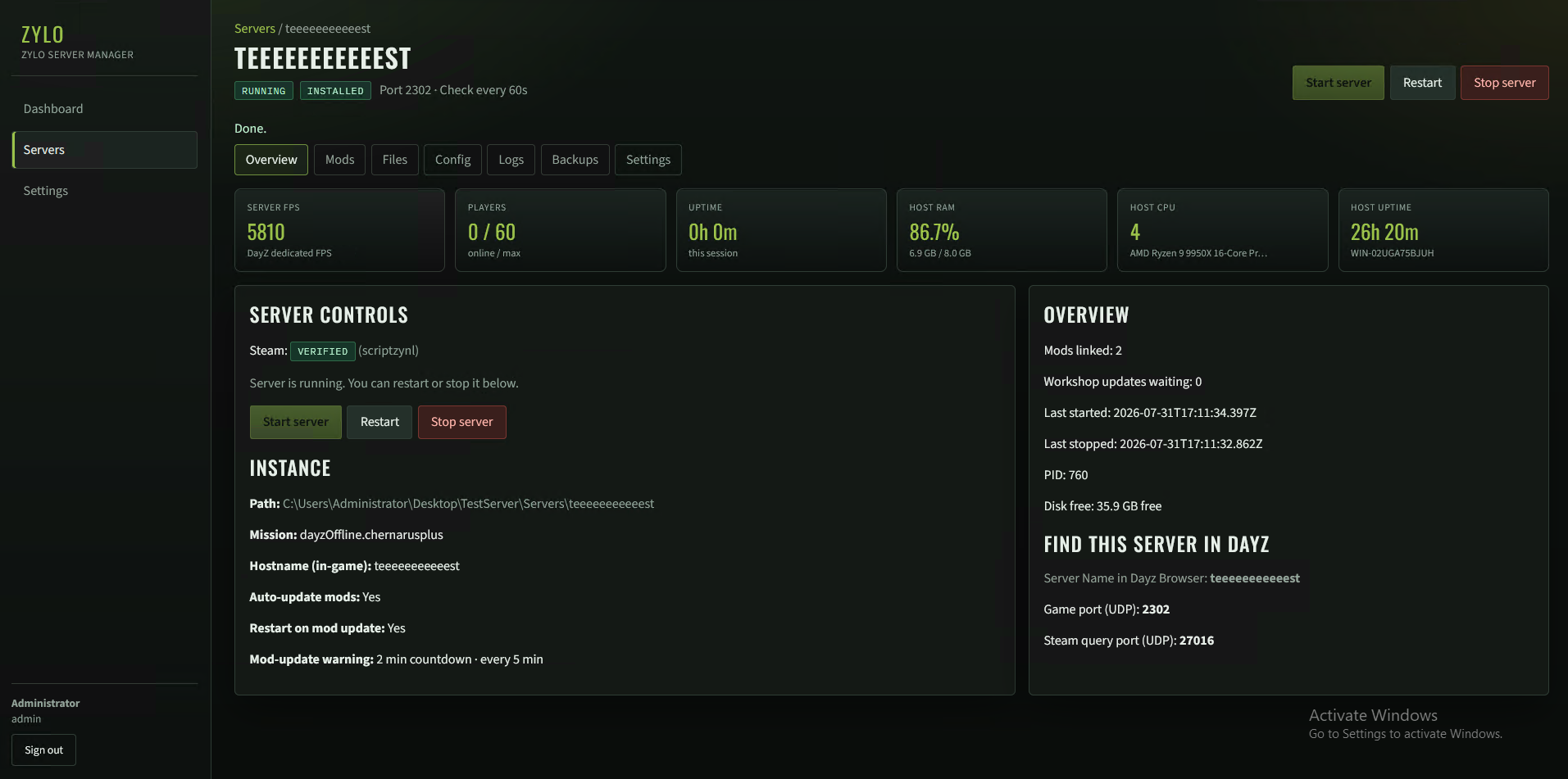 Zylo Server Manager screenshot 2