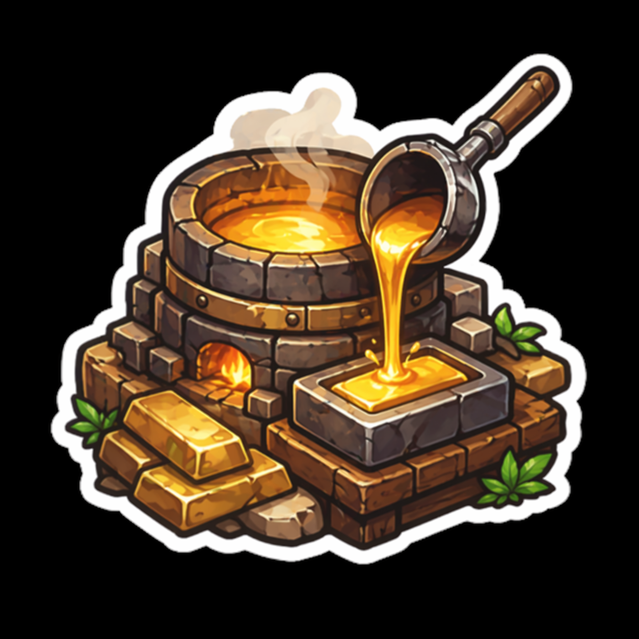 Gold Melting Mod — stone furnace melting gold into bars