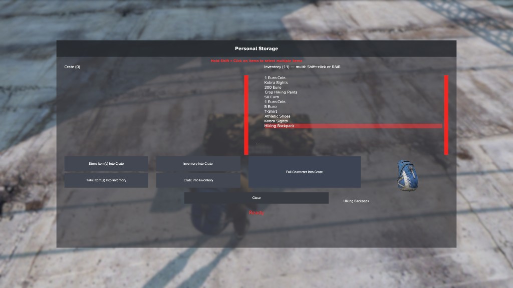 Personal Crate — Personal Storage inventory UI